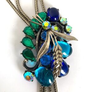 Vintage Signed Selro Rhinestone Lariat Necklace